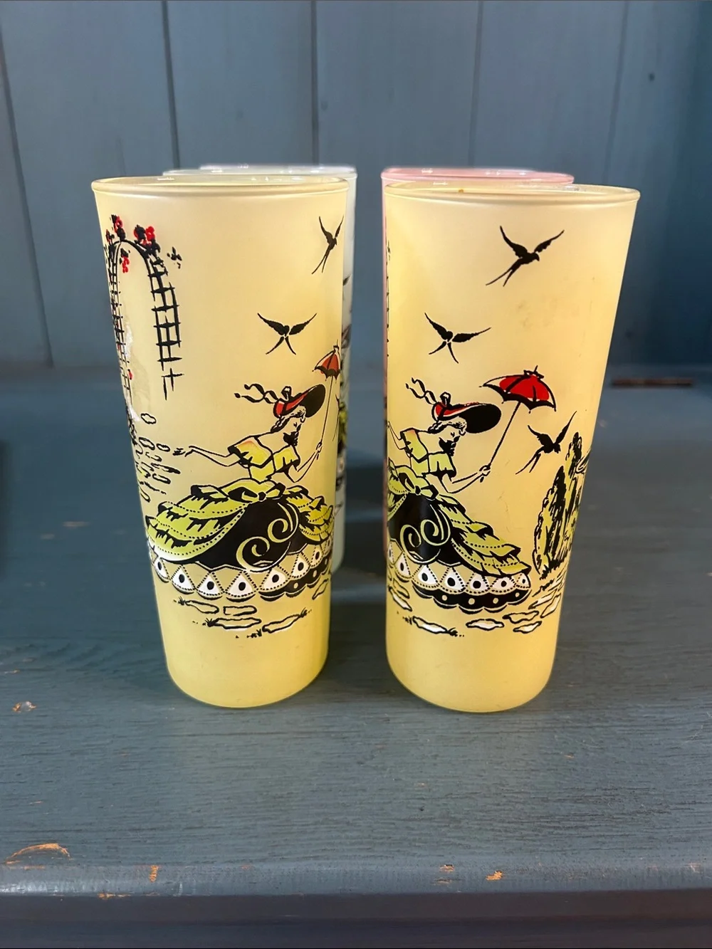 Libbey Pastel Countrygirl Glass Tumbler Set - Pink, Yellow, Cream, Light Green